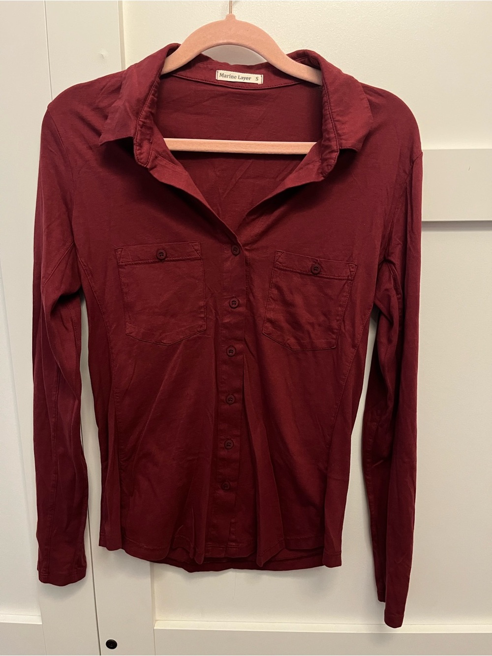 Marine Layer Burgundy Button-Down Shirt